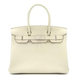 Hermès-Hermes Birkin 30 Handbag in Gray Togo Leather-Brown