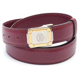 Cartier Santos Must Leather Belt Dark red