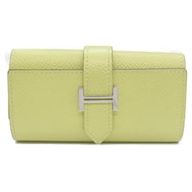 Hermès-Hermes Bearn 4-Ring Key Case in Yellow Epsom Leather-Yellow