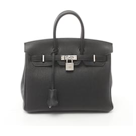 Hermès-Hermes Birkin 25 Handbag in Black Togo Leather-Black