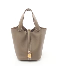 Hermès-Bolso Hermes Picotin Lock PM-Castaño