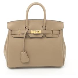 Hermès-Bolsa Hermes Birkin 25 Bege Marfa-Bege