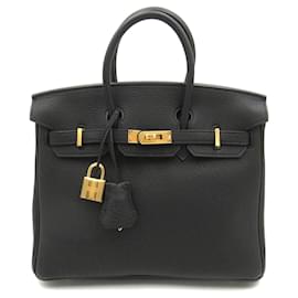 Hermès-Sac à main Hermes Birkin 25 en cuir Togo noir-Noir