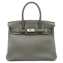 Hermès-Hermes Birkin 30 Handbag in Etain Gray-Brown,Grey