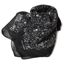 Yves Saint Laurent Cachecol de lã Saint Laurent com motivo de caveira preta Preto