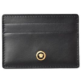 Versace Leather Card Case Medusa Black Black