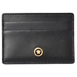 Versace-Versace Leather Card Case Medusa Black-Black