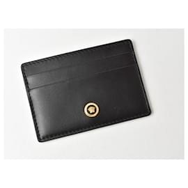 Versace-Versace Leather Card Case Medusa Black-Black