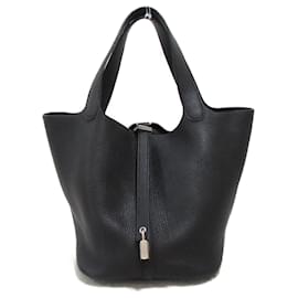 Hermès-Sac à main Hermes Picotin Lock MM Noir-Noir