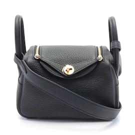 Hermès-Bolso de Hombro Lindy de Hermès-Negro