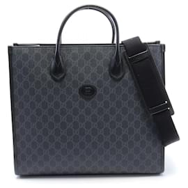 Gucci-GUCCI Interlocking G GG Supreme Tote Bag-Brown,Black