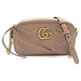 Gucci-Bolsa de Ombro Gucci GG Marmont-Bege