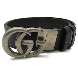 Gucci-Cinturón de cuero reversible Gucci GG Marmont-Castaño,Negro