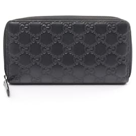 Gucci-Gucci Guccissima Round Long Wallet-Black