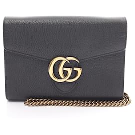 Gucci-Bolso de hombro de cuero Gucci GG Marmont-Negro