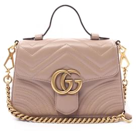 Gucci-Bolsa de ombro de couro rosa Gucci GG Marmont-Rosa