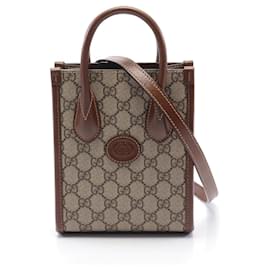 Gucci-Gucci GG Supreme Tote Bag-Brown,Beige