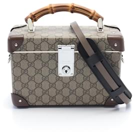 Gucci-GUCCI x GLOBE-TROTTER Bolsa Vanity Bamboo GG Supreme-Marrom,Bege