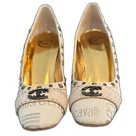 Saltos Just Cavalli em couro e tecido creme Creme