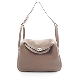 Hermès-Sac à épaule Hermes Lindy 30 Etoupe-Marron,Taupe