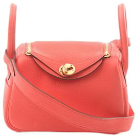 Hermès-Sac à épaule Hermes Lindy Rose Texas-Rouge