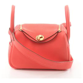 Hermès-Bolso de Hombro Hermes Lindy Rose Texas-Roja