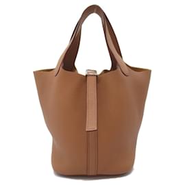 Hermès-Sac à main Hermes Picotin PM Biscuit-Marron,Autre