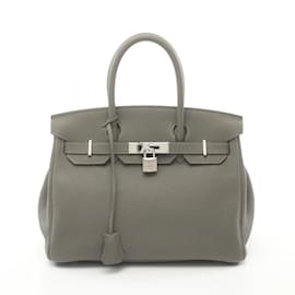 Hermès-Bolso Hermès Birkin 30 en gris-Castaño