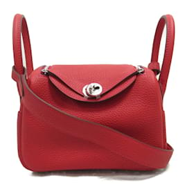 Hermès-Bolso de Hombro Hermès Lindy Vermilion-Roja