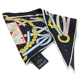 Hermès-Hermes Navy Silk Triangle Scarf-Navy blue