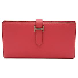 Hermès-Hermes Bearn Soufflet Long Wallet in Pink-Pink