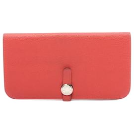 Hermès-Carteira bi-fold longa Dogon Hermes-Vermelho