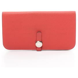 Hermès-Carteira bi-fold longa Dogon Hermes-Vermelho