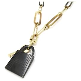 Hermès-Hermes Buffalo Horn Padlock Necklace-Brown,Golden