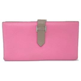 Hermès-Hermes Bearn Souffle Verso Bi-fold Long Wallet-Pink