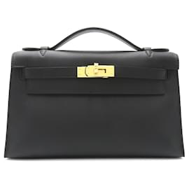 Hermès-Sac à main Pochette Kelly HERMES de Hermes-Noir