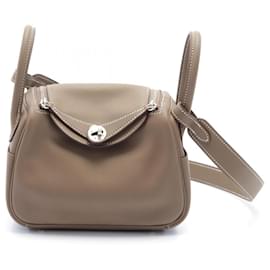 Hermès-Sac à épaule Hermes Lindy Etoupe-Beige