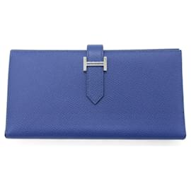 Hermès-Carteira longa dobrável Soufflet Bearn da Hermès-Azul