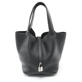 Hermès-Sac à main Hermes Picotin Lock MM-Noir