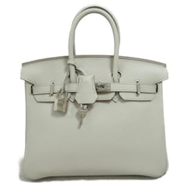 Hermès-Hermes Birkin 25 Handbag in Gray Togo Leather-Brown