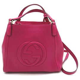 Gucci-Bolsa de ombro de couro rosa com estampa GG da Gucci-Rosa