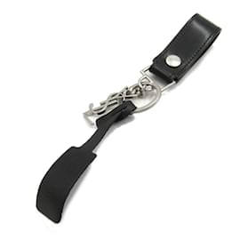 Saint Laurent-Saint Laurent Black Leather Keyring-Black