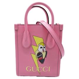 Gucci-Bolsa de mão Gucci de couro rosa 2 em 1-Rosa