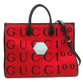 Gucci-Sac fourre-tout en laine et cuir Gucci-Noir,Rouge