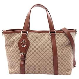 Gucci-GUCCI Diamante Tote Bag-Brown,Beige