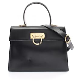 Salvatore Ferragamo-Salvatore Ferragamo Gancini Handbag-Black