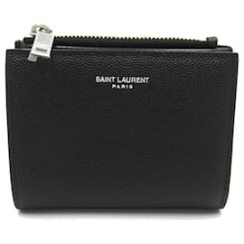 Saint Laurent-Billetera de cuero plegable Saint Laurent-Negro