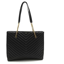 Saint Laurent-Bolsa tote de couro preto Saint Laurent-Preto