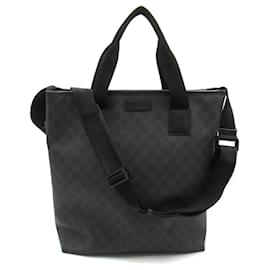 Gucci-Gucci Black Coated Canvas Tote Bag-Black