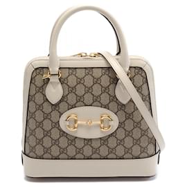 Gucci-Gucci Horsebit 1955 Handbag-Brown,White